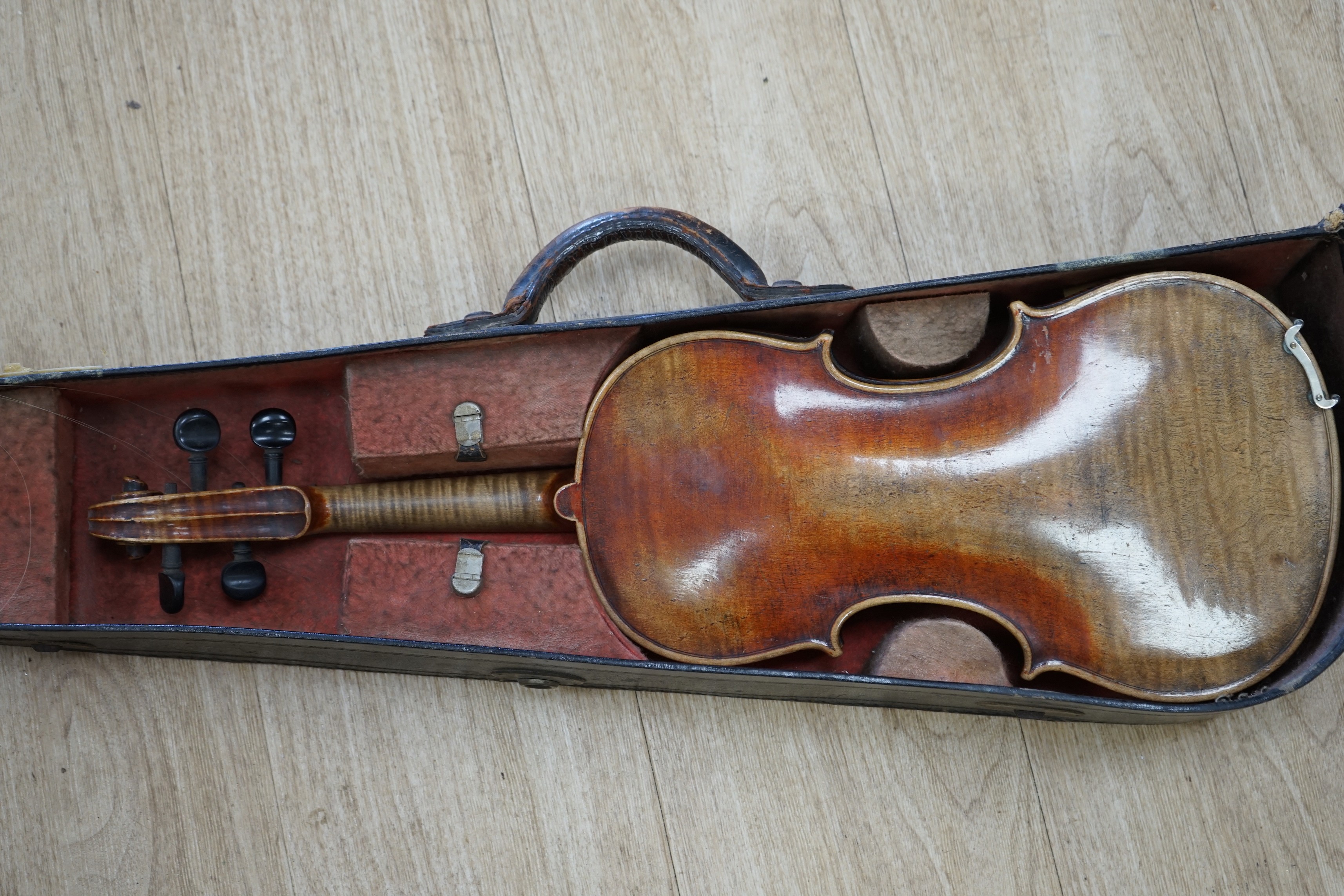 A 19th century German violin, 60cm, in case